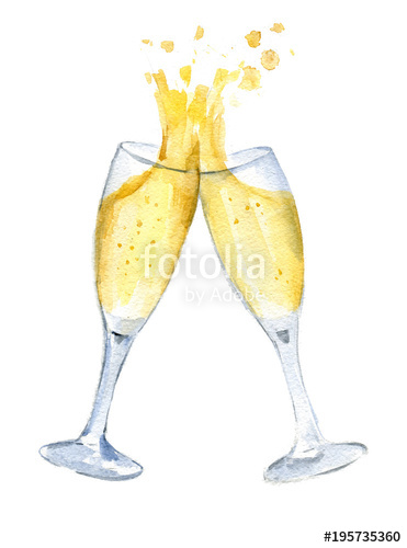 371x500 Two Glasses With Champagne Clink Glasses With A Splash. New Year