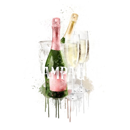 550x550 Watercolor Champagne Posters By Mariapirogova Redbubble