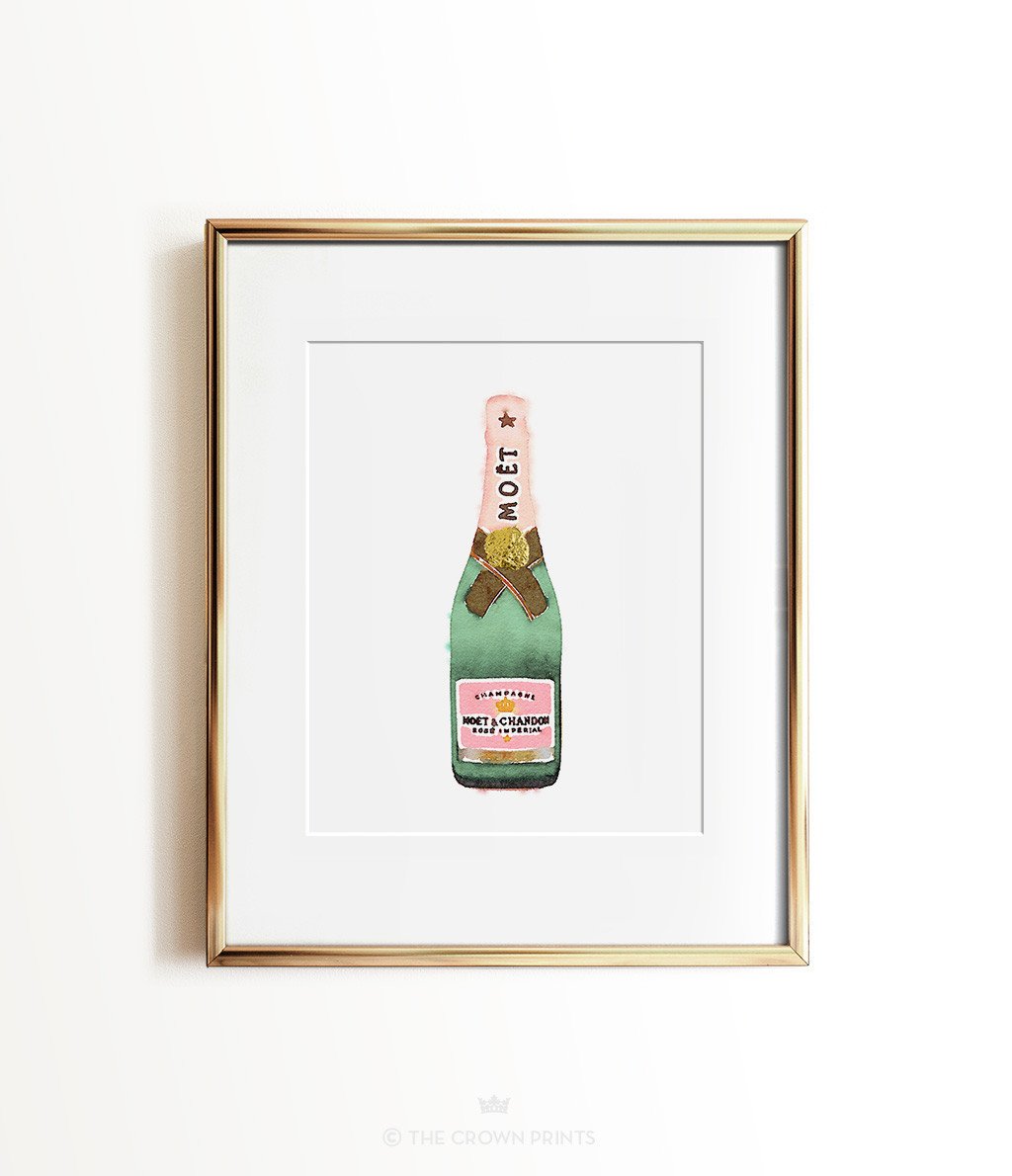 1024x1190 Watercolor Champagne Print