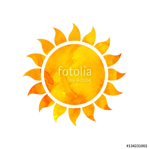 500x500 Vector Illustration Of A Watercolor Sun. Summer Design. Stock