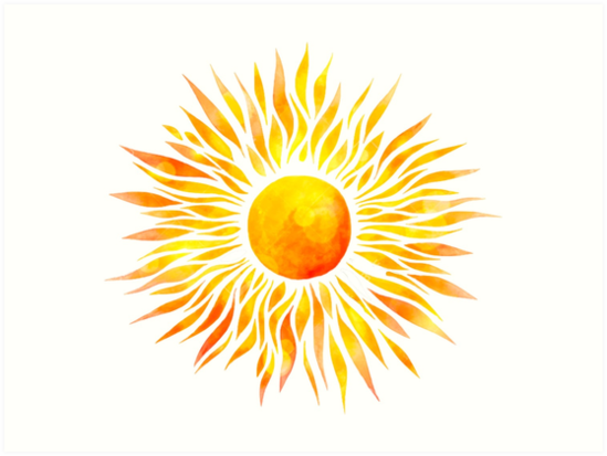 549x413 Watercolor Sun Art Prints By Claire Andrews Redbubble