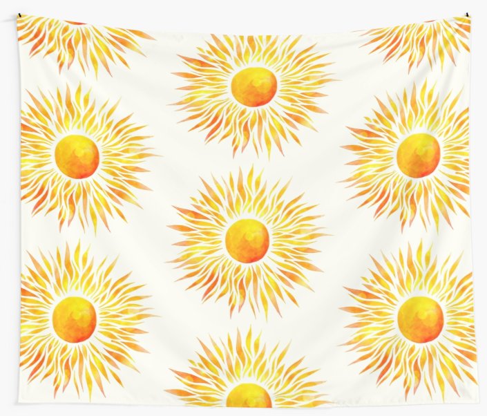705x602 Watercolor Sun Wall Tapestries By Claire Andrews Redbubble