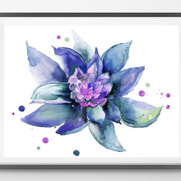 354x354 Water Lily Flower Watercolor Print, Wall From Mimiprints By