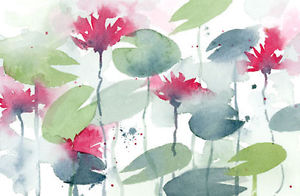 300x196 Water Lilies Watercolor Painting Art Print By Artist Dj Rogers Ebay