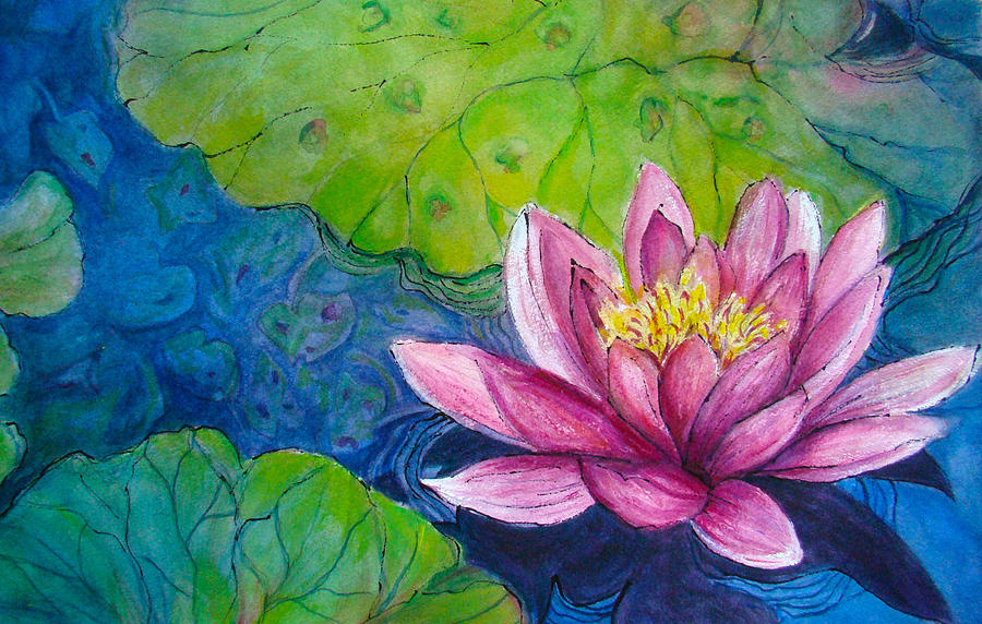 900x572 Water Lily No. 4 Painting By Myra Evans