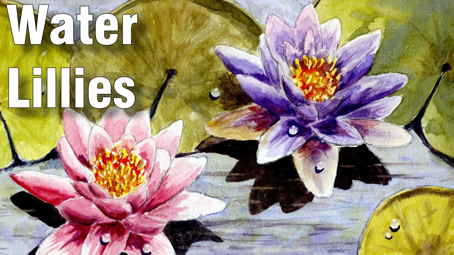 1920x1080 Painting Water Lilies In Watercolor 1