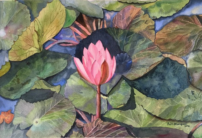 690x472 Waterlily By Artist Priti Dhongadi Impressionism, Painting