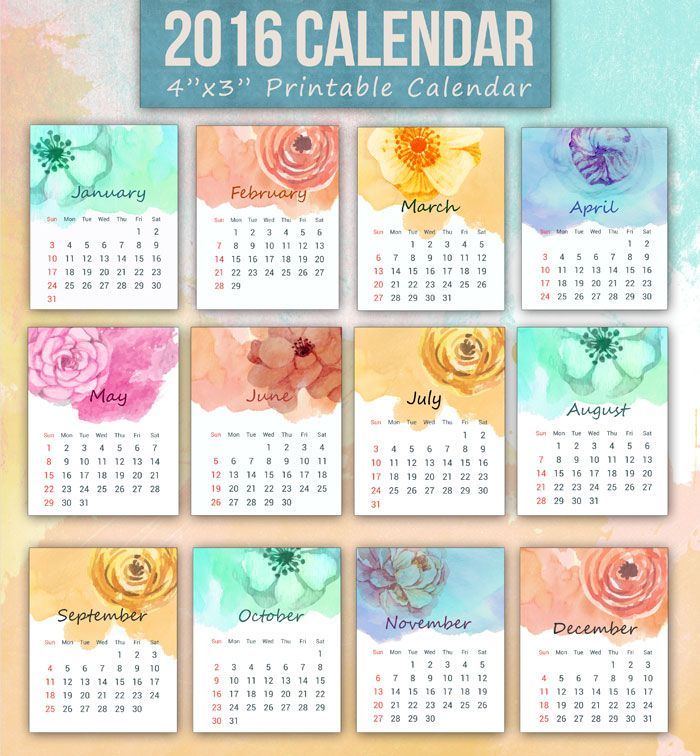 700x756 Free Printable Watercolor Floral 2016 Calendar Freebies Love