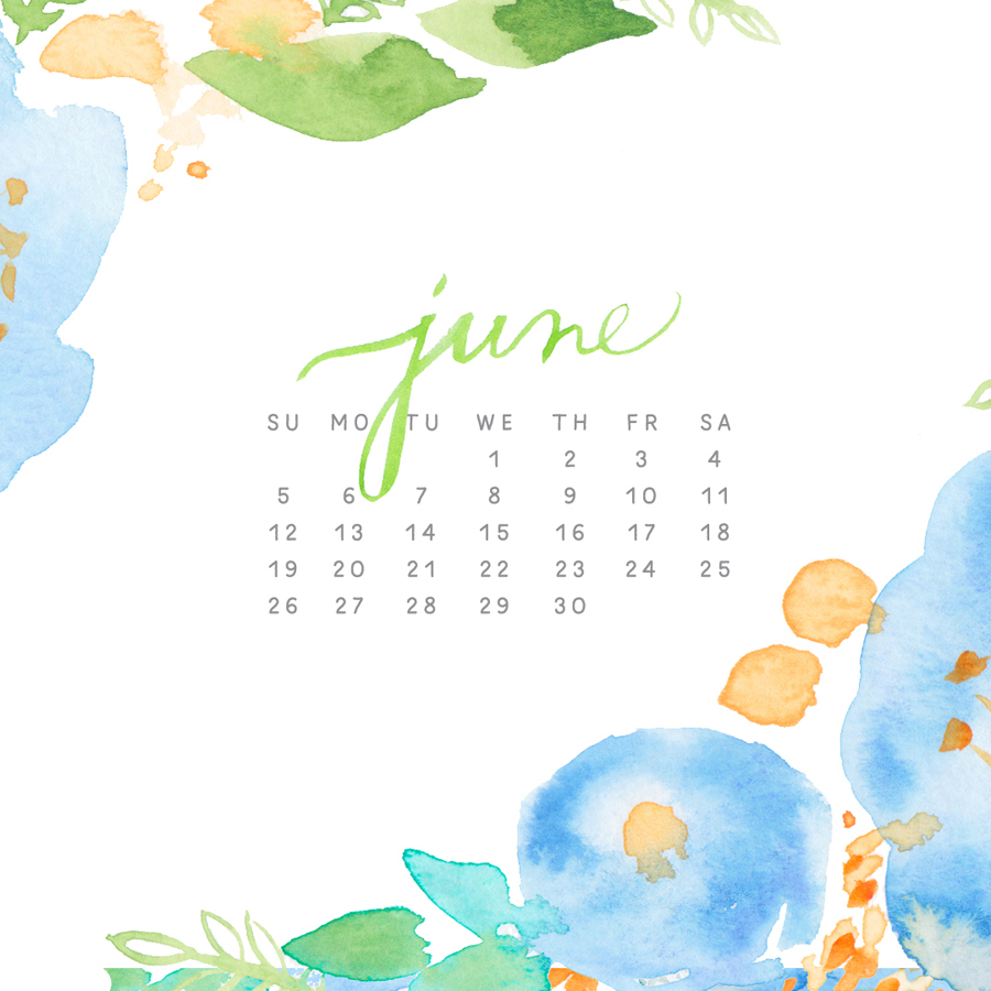 900x900 June Watercolor Desktop Download Custom Watercolor Invitations