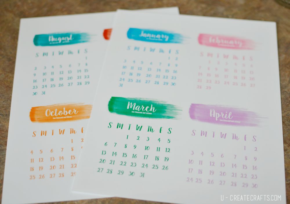 1000x704 Watercolor 2015 2016 Printable Calendar