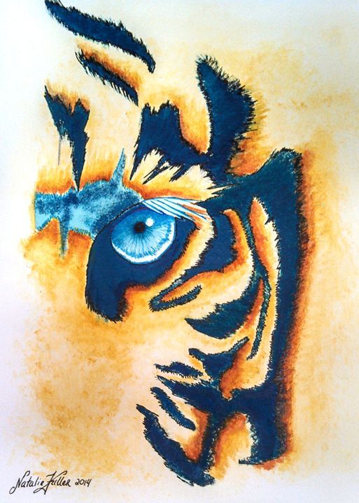 513x720 Teal Tiger Abstract Watercolor