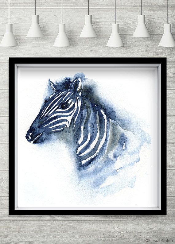 570x795 Zebra Print Watercolor Abstract Animal Painting By Lesiabinkinart