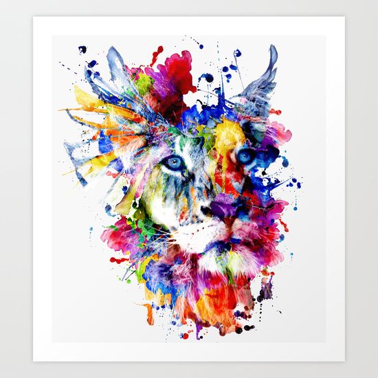 550x550 Lion, Watercolor, Abstract, Animal, Colors, Creative, Wall Art