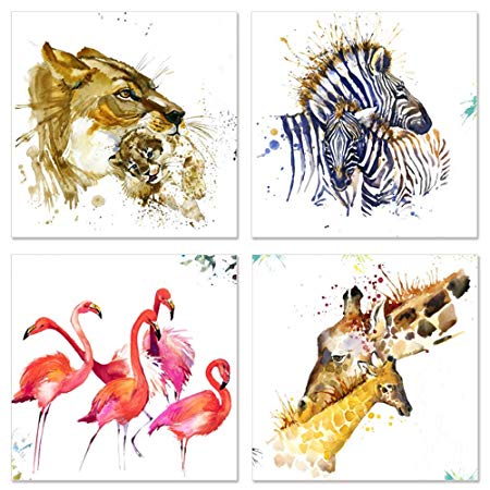 450x450 Abstract Animals Canvas Wall Art Zebra Giraffe Flamingo Lion Wall