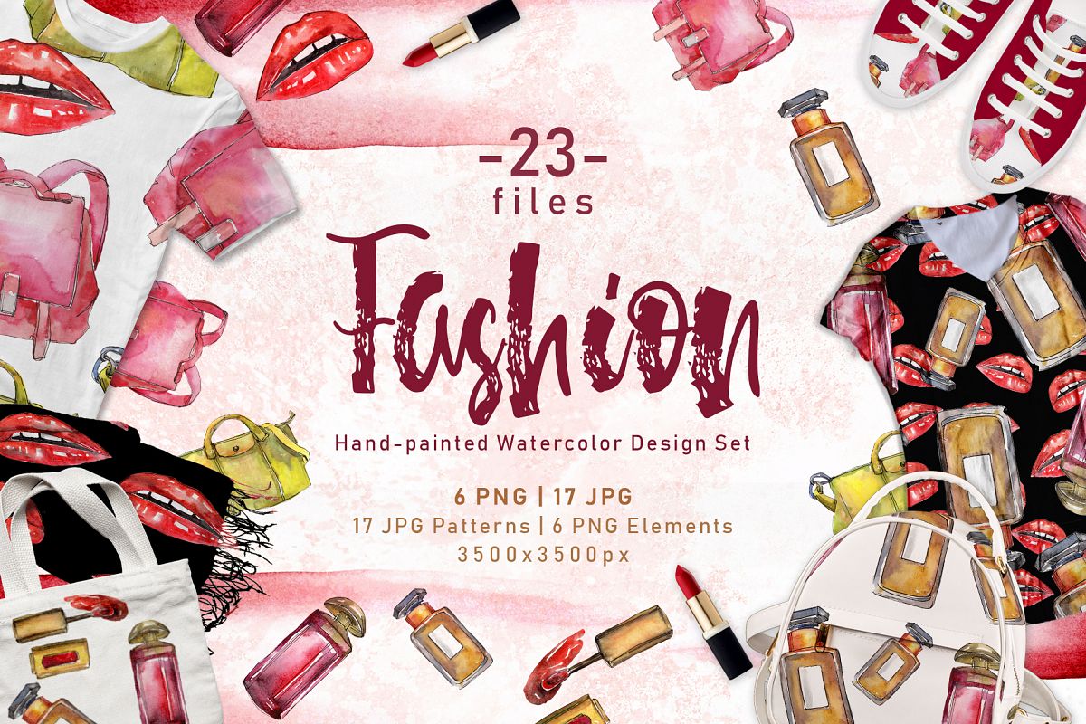1200x800 Fashion Accessories Png Watercolor Set Design Bundles