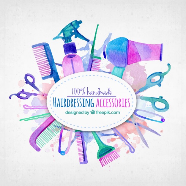 626x626 Watercolor Hairdressing Accessories Vector Free Download