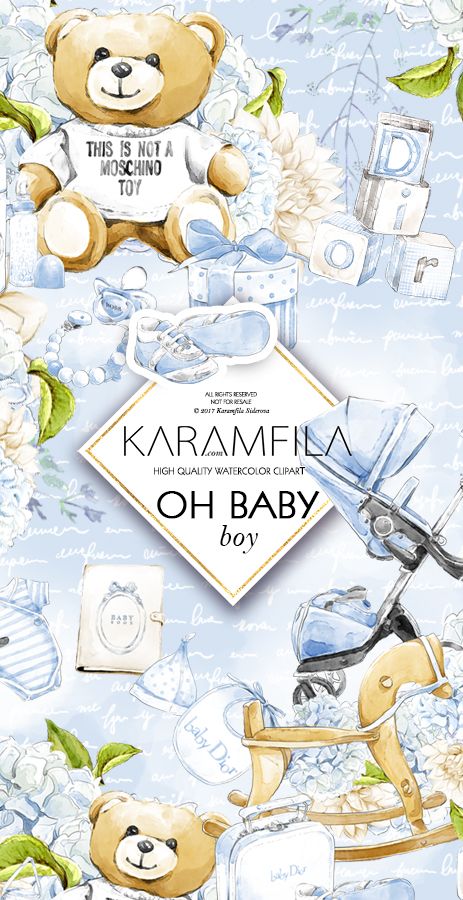 463x900 Baby Boy Clipart. Watercolor Baby Toys And Fashion Accessories