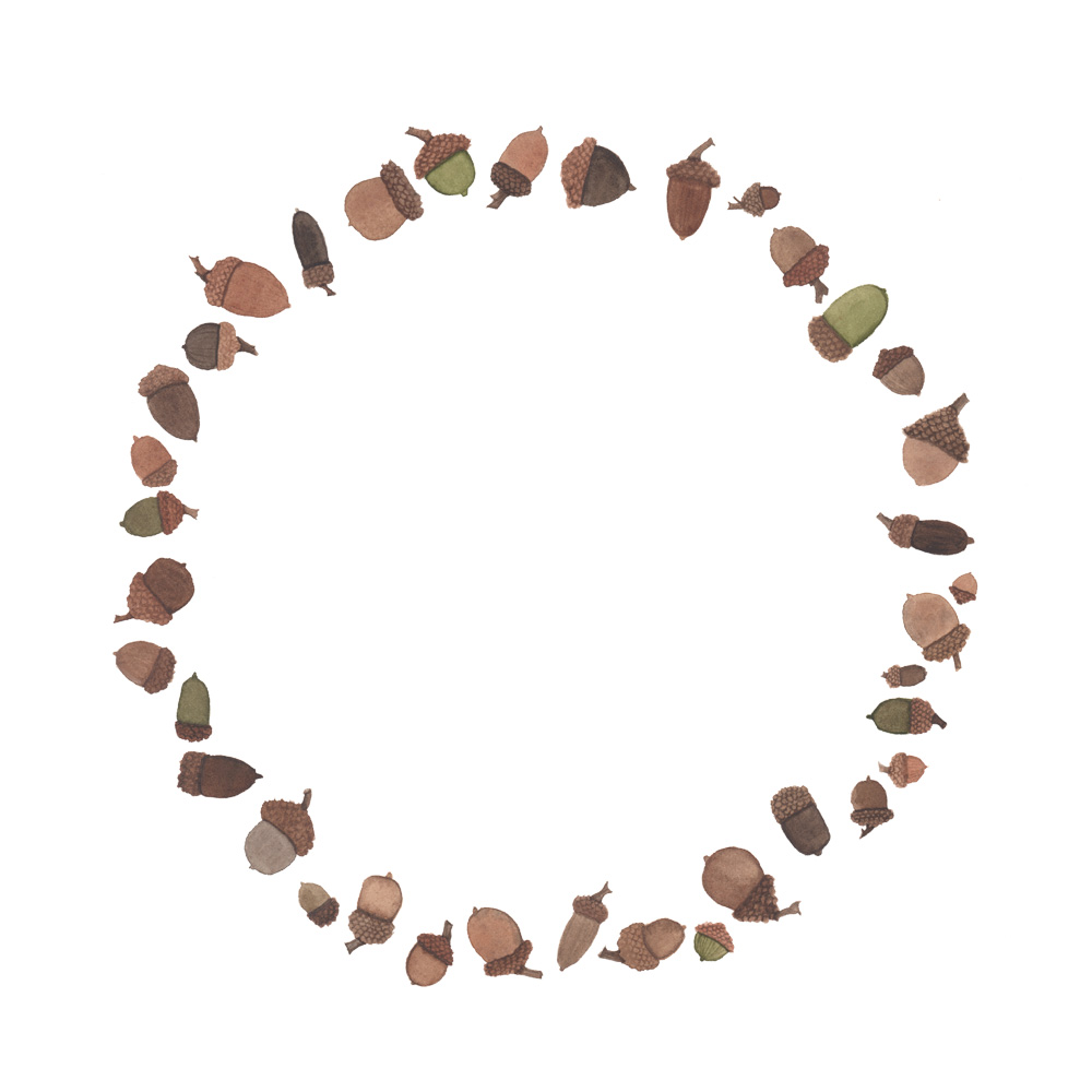 1000x1000 Acorn Watercolor Wreath My Giant Strawberry