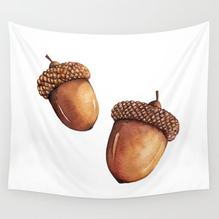 700x700 Watercolor Acorns Wall Tapestry By Ashleyind Society6