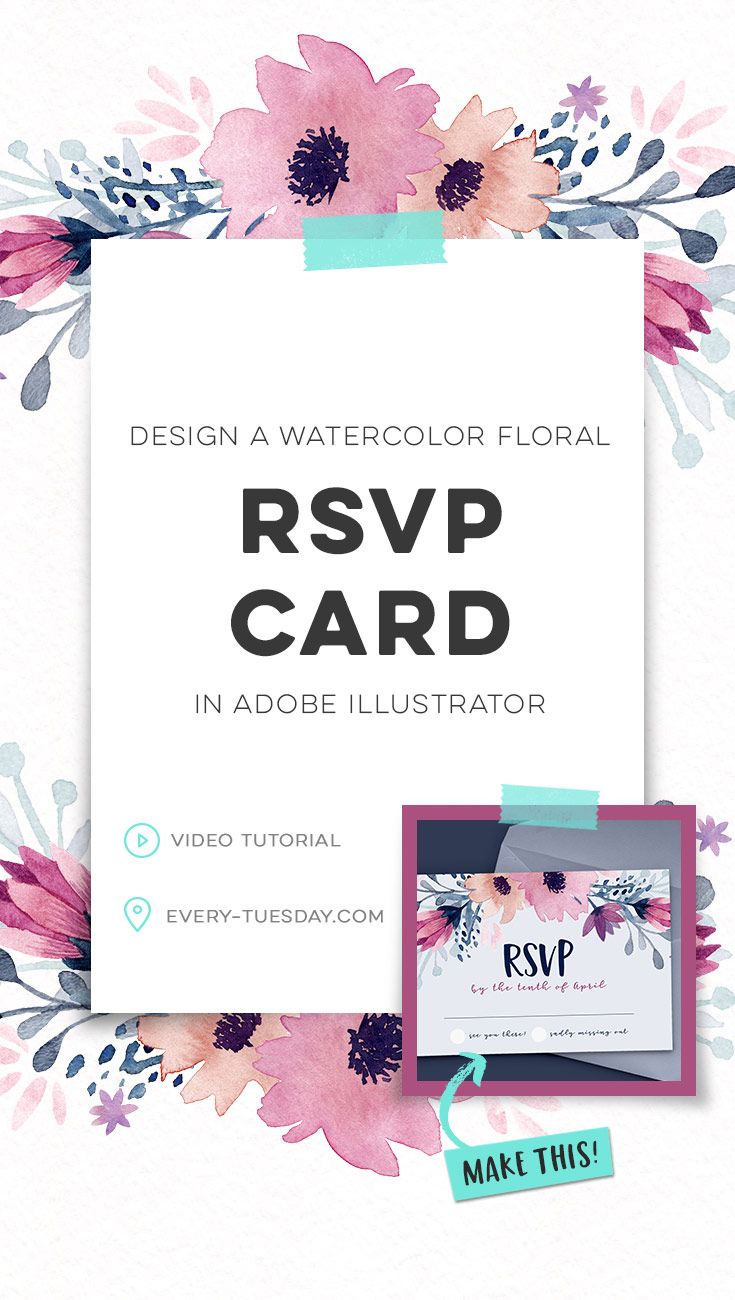 735x1300 Design A Watercolor Floral Rsvp Card In Adobe Illustrator
