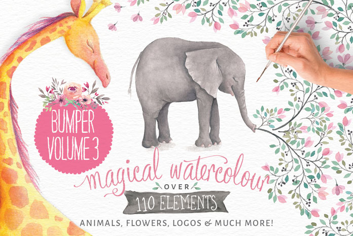 696x465 Download Lovely Illustrated Watercolor Elements