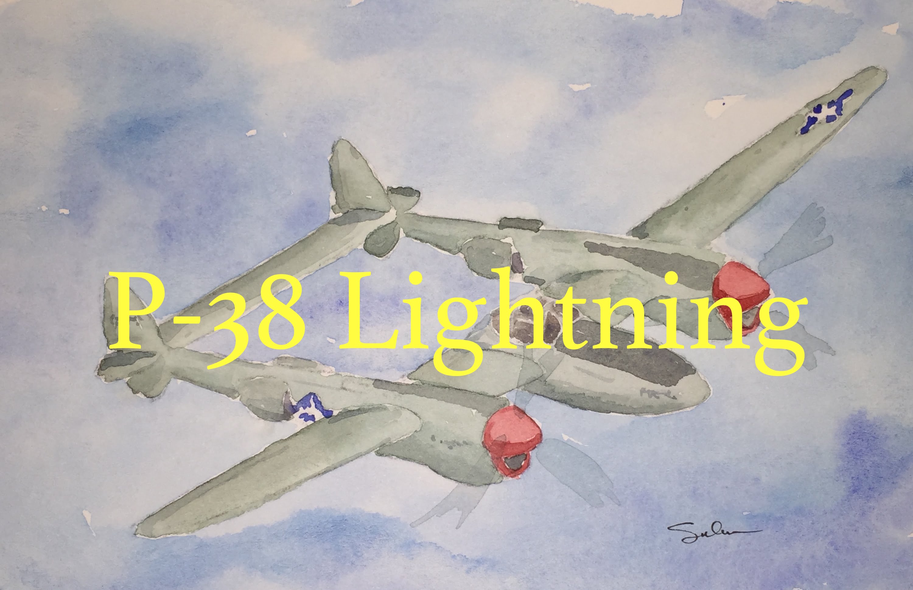 3000x1941 How To Paint An Airplane In Watercolour Watercolor Plane P 38