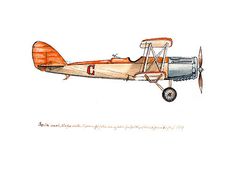 236x171 Thomas Morse S 4 Scout Vintage Airplane Watercolor Print, 8x10