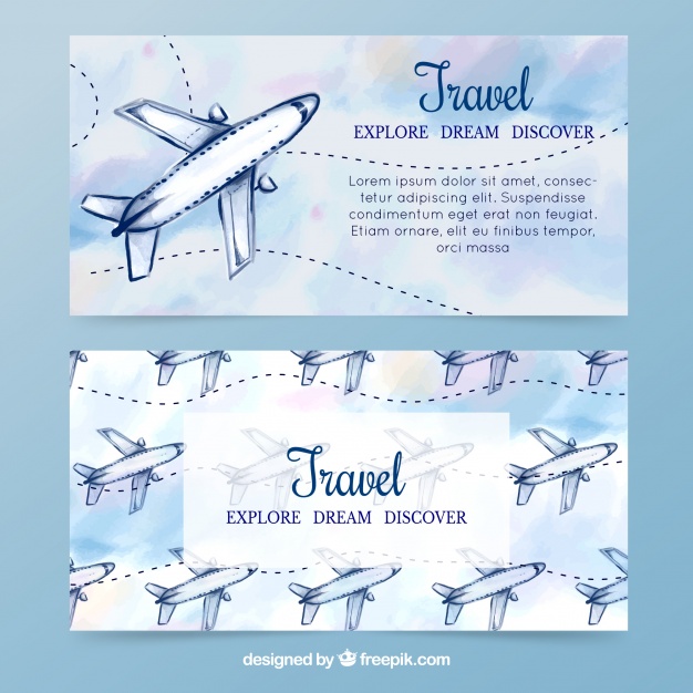 626x626 Watercolor Plane Banners Vector Free Download
