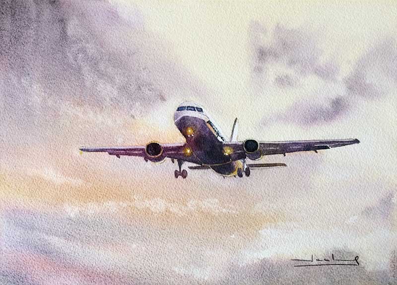 800x575 Airplane 01 Teresa Santos Watercolors