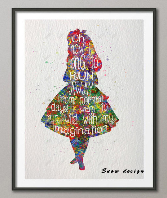 539x640 Original Watercolor Alice In Wonderland Quote Poster Print