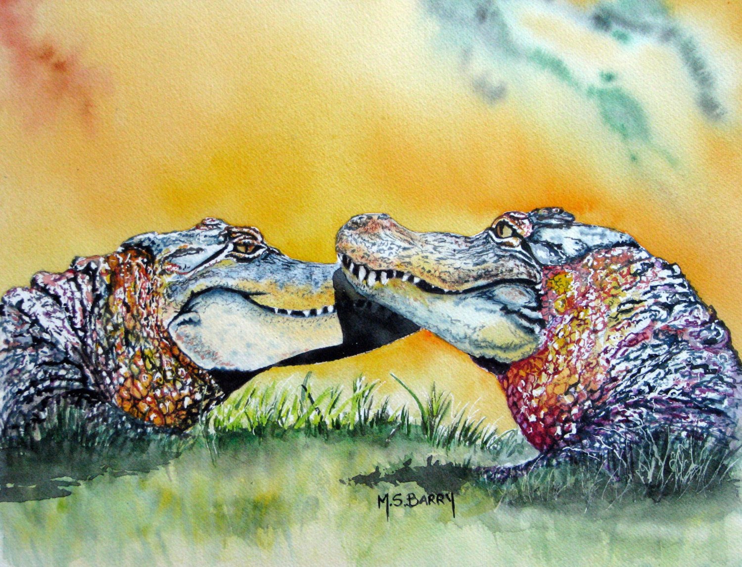 1500x1148 The Kiss Watercolor Alligator Print Of An Original Piece Of Etsy