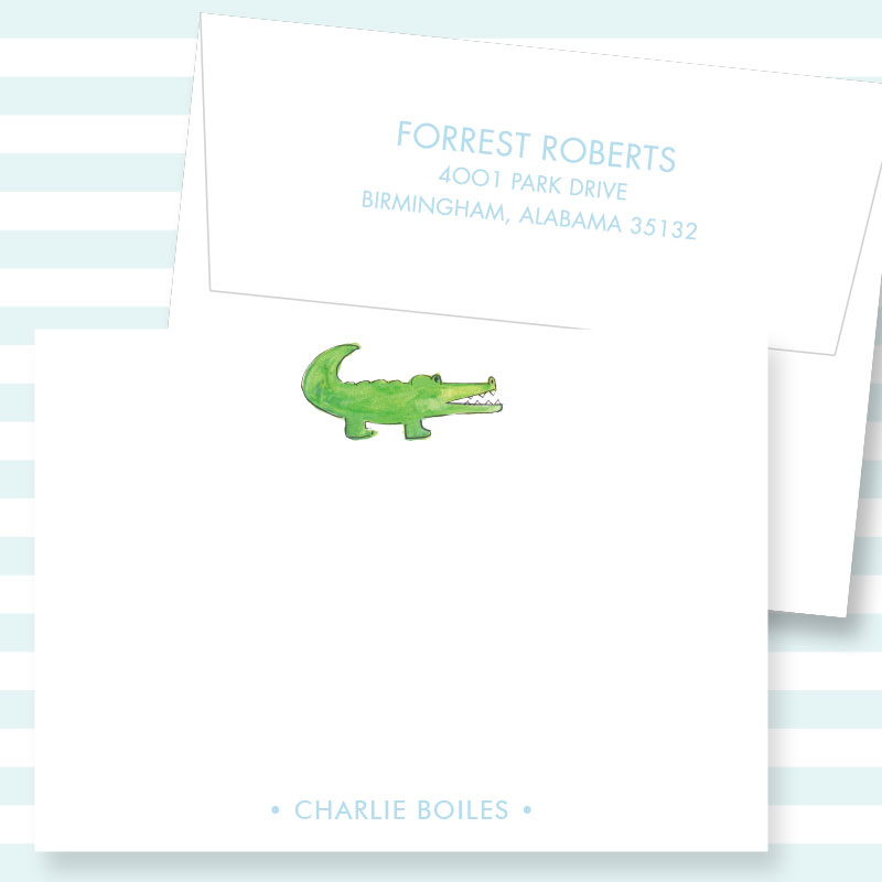 800x800 Watercolor Alligator Flat Notecard