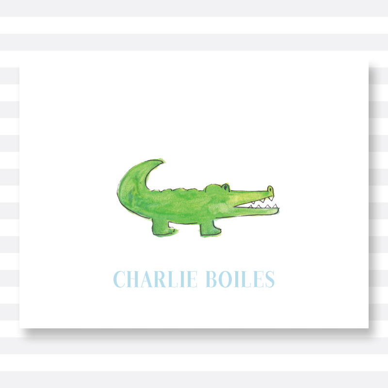 800x800 Watercolor Alligator Folded Notecard