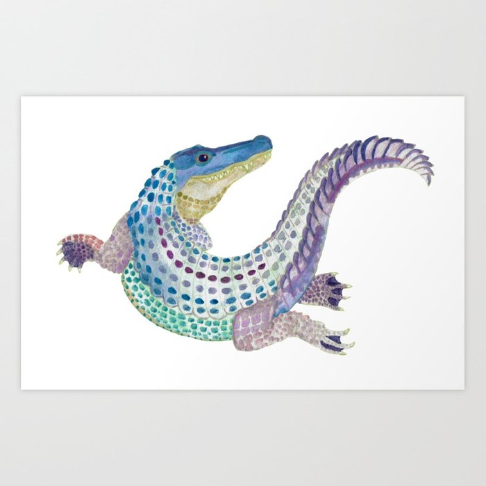 700x700 Watercolor Alligator Art Print By Clockworkdragon Society6