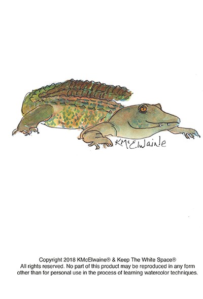 400x589 Alligator Watercolor Pattern Kathleen Mcelwaine Art