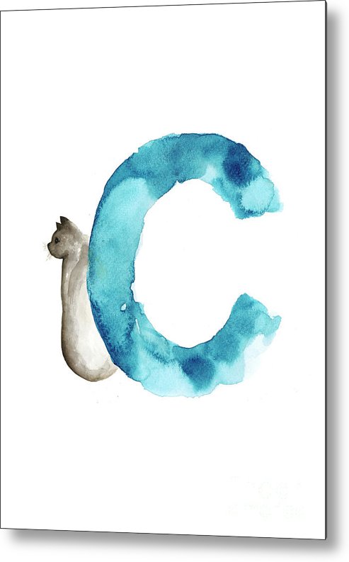493x793 Watercolor Alphabet C Letter Abstract Cat Minimalist Painting