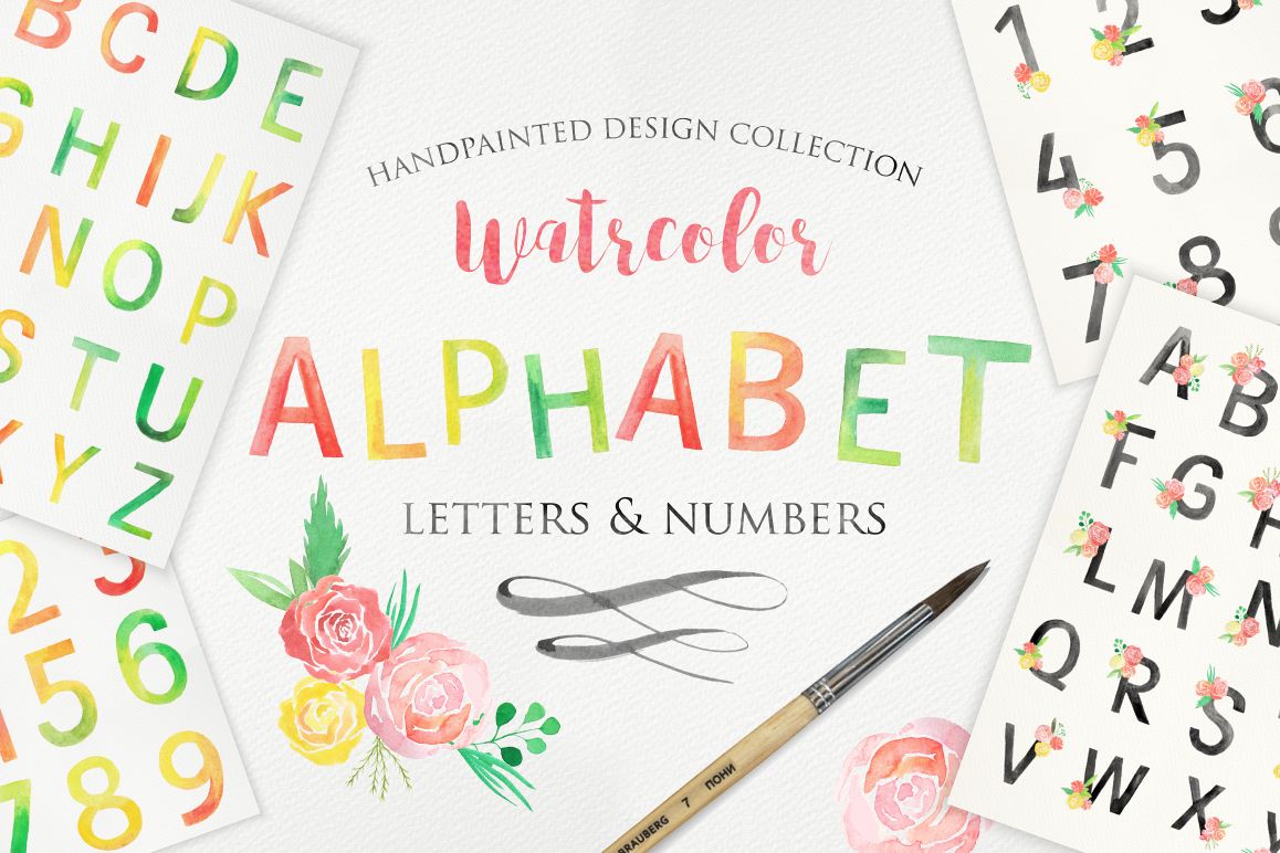 1158x772 Watercolor Alphabet And Numbers