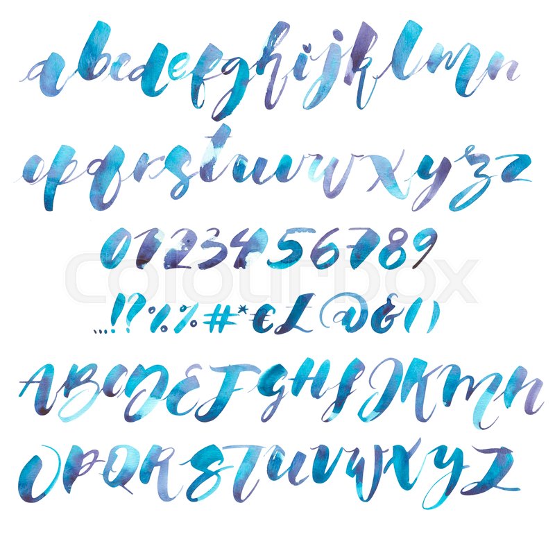 800x800 Watercolor Alphabet. Exclusive Custom Characters. Hand Lettering