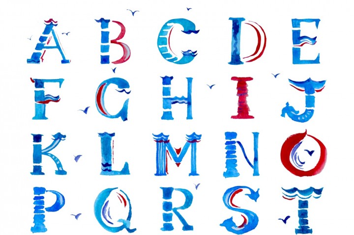 720x479 Marine Watercolor Alphabet By Ametist