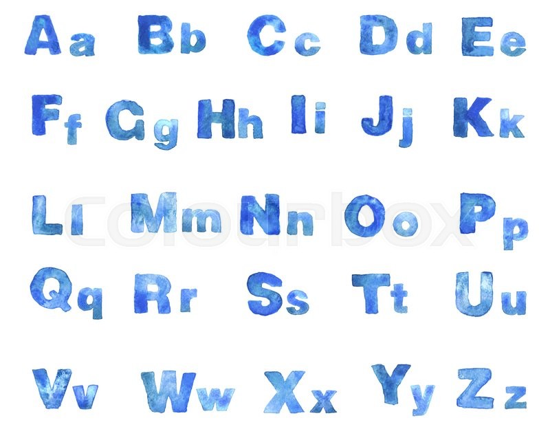800x640 Modern Vector Watercolor Alphabet Isolated On White Background
