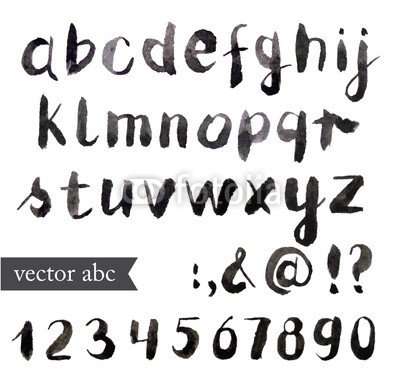 400x381 Vector Watercolor Alphabet. Brush Font (80867935), Poster, 70 X 70