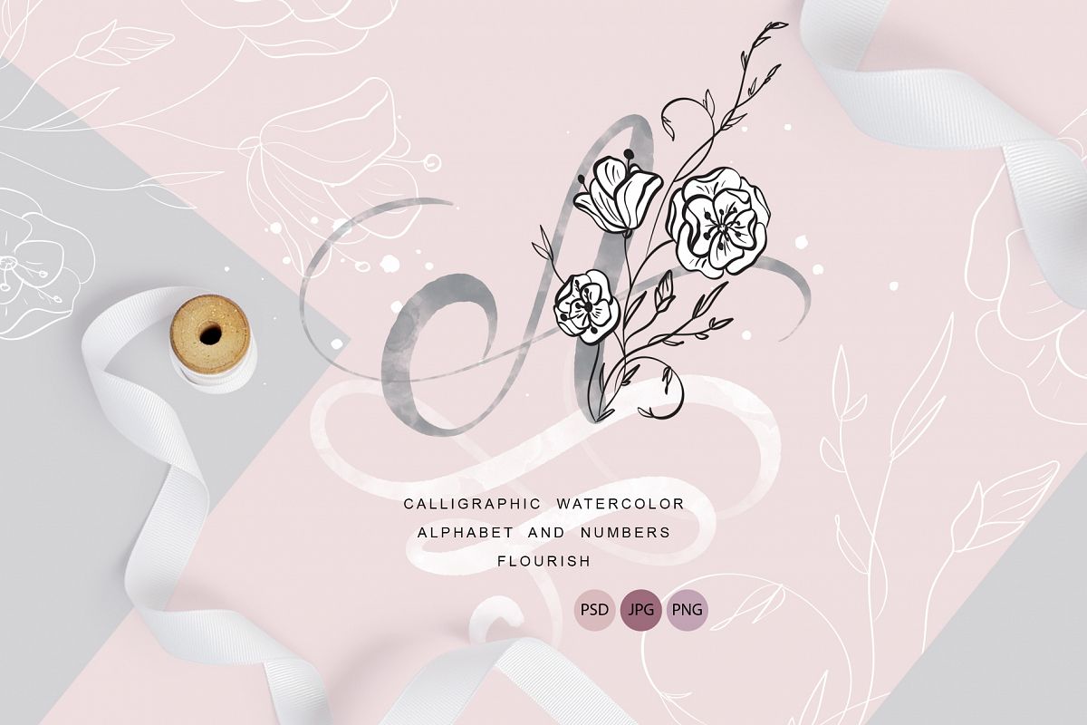 1200x800 Flowers Letters Watercolor Alphabet