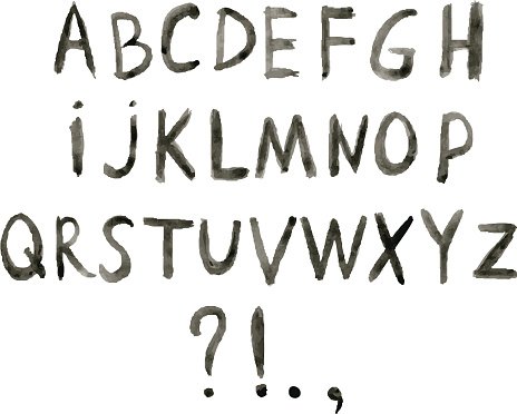 464x372 Hand Drawing Watercolor Alphabet Letters Vector Illustration