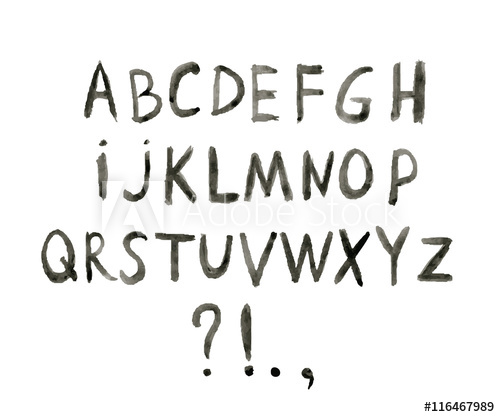 500x417 Hand Drawing Watercolor Alphabet Letters Vector Illustration