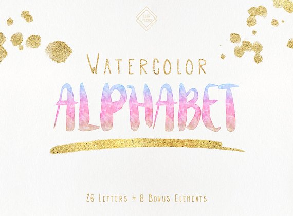 570x420 Watercolor Alphabet Clipart Rainbow Font Letter Clip Art Etsy