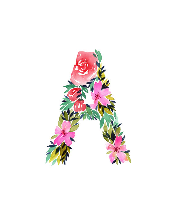 570x713 Watercolor Alphabet Letter A Print Initial A By Tulippoplarco