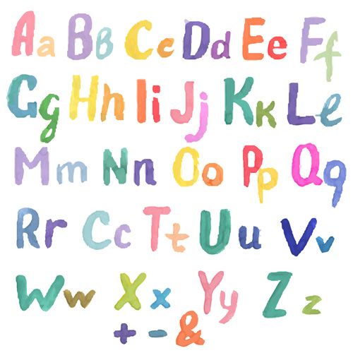500x500 Watercolor Alphabet Letter With Numebrs Vector 10 Nursery