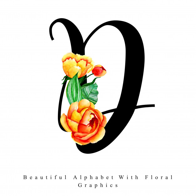 626x626 Alphabet Letter D Watercolor Floral Background Vector Premium
