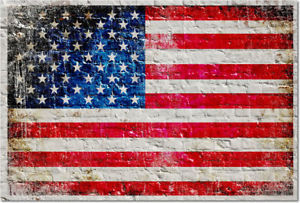 300x203 American Flag On White Washed Brick Wall Watercolor Print On