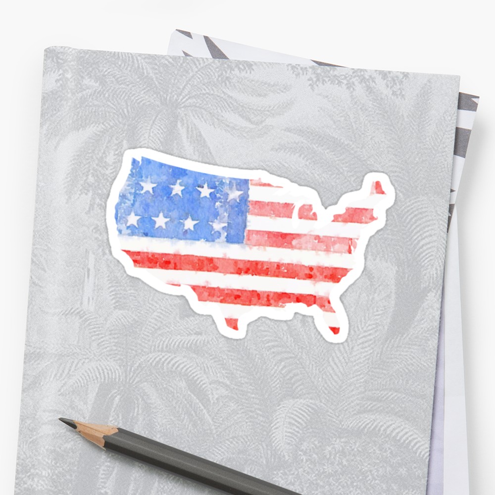 1000x1000 Watercolor American Flag On The Shape Of The United States